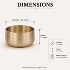 A Bronze bowl with dimension callouts showing a diameter of 3.2 inches and a height of 1.