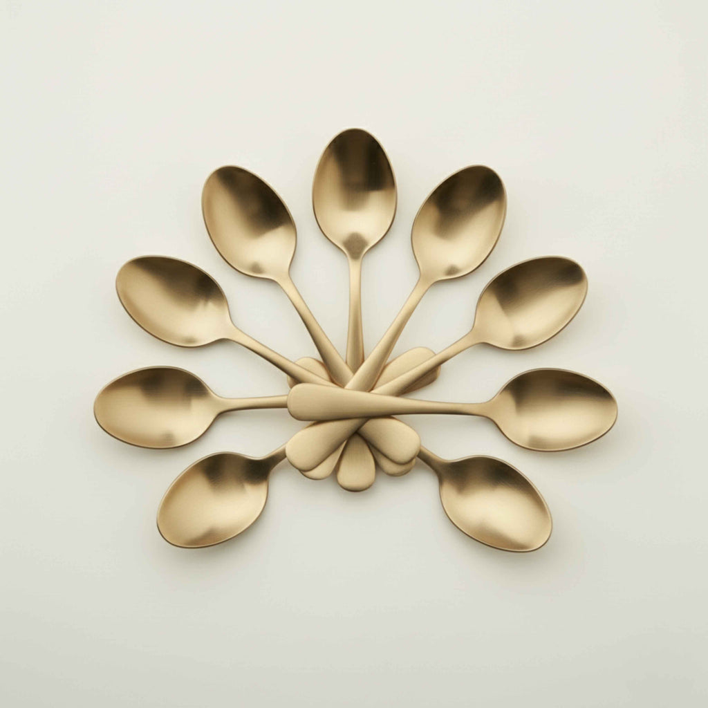 CUCHÈRE À DESSERT EN BRONZE D'ÉTAIN PUR (KANSA) (Lot de 12)