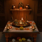 SERVICE DE POOJA EN BRONZE ÉTAIN PUR (KANSA) 9''